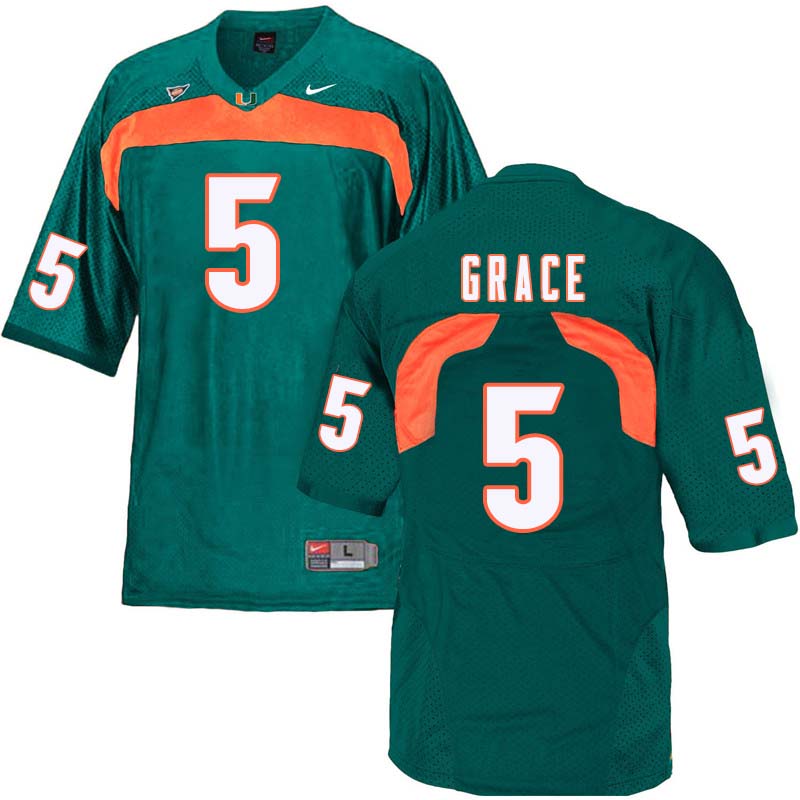 Nike Miami Hurricanes #5 Jermaine Grace College Football Jerseys Sale-Green